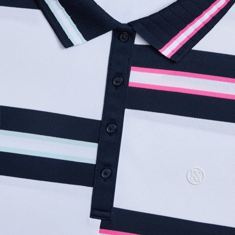 G/FORE WOMENS TECH PIQUÉ ENGINEERED STRIPE POLO TOP Size S M Golf Sleeveless NWT - Picture 3 of 5